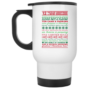 New England Christmas White Travel Mug