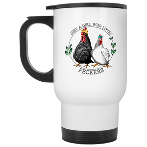 Girl Who Loves Peckers White Travel Mug